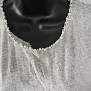 J. Crew Gray Top with Pearl and Silver Accents Sz. M